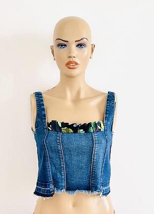 Zara топ джинсовый denim с оборкой