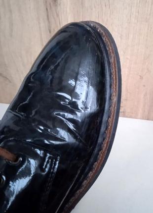 Немецкие лакированные туфли, деми Оксфорды женские прошитые черные, весна осень, р. 377 фото