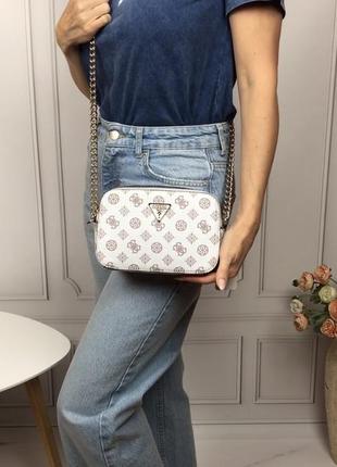 Сумка жіноча крос-боді guess оригінал noelle peony logo double zip small camera crossbody гесс6 фото