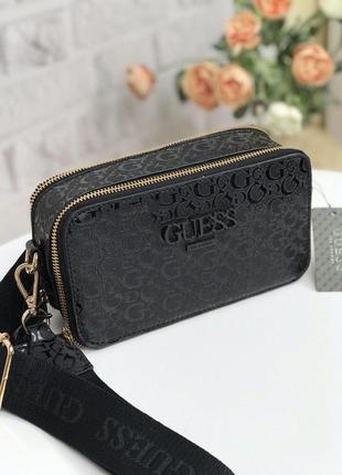 Сумка женская кросс-боди guess оригинал lewistown double zip crossbody гесс кросс боди черная в лого1 фото