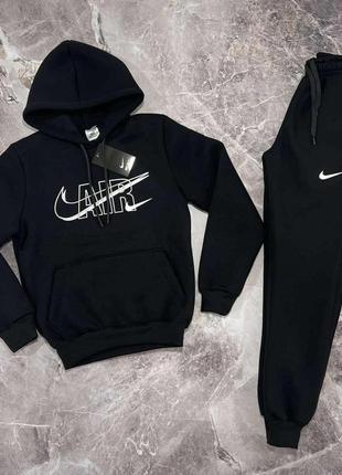 Флісовий спортивний костюм nike junior худі та штани, дитячий теплий костюм найк для хлопчика підлітка 10-14 л.