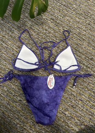 ☀️летний распродаж☀️ фиолетовый купальник на завязках с паралоном и красивой спинкой s m4 фото