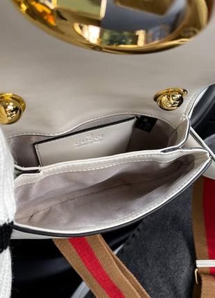 Шкіряна жіноча сумочка gucci premium з двома ремінцями4 фото
