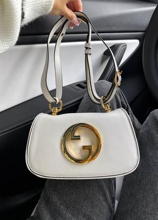 Шкіряна жіноча сумочка gucci premium з двома ремінцями2 фото