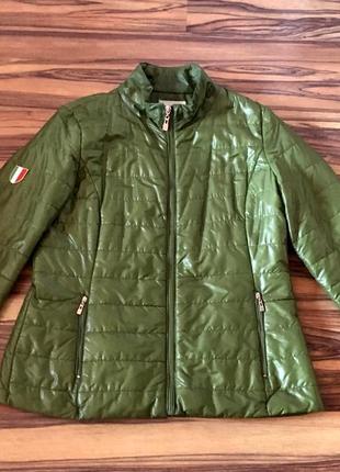 Итальянская классическая легкая стеганая куртка-жакет "flight finery" зеленая2 фото