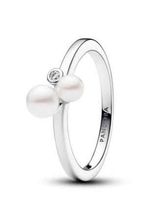 Срібна каблучка перстень кільце колечко кольцо срібло пандора pandora silver s925 ale з біркою і пломбою 925 проба з дуетом перлин
