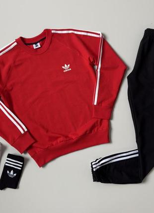 Світшот штани червоно-чорний adidas