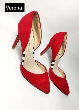 Туфли женские красного цвета на высоком каблуке от бренда verona 363 фото