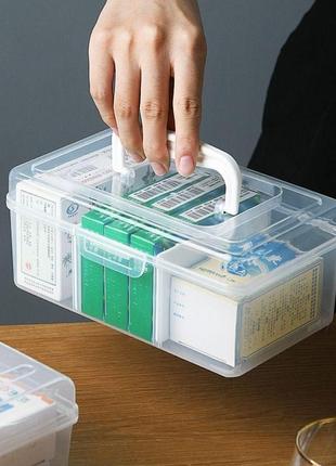 Контейнер пластиковий органайзер, аптечка з кришкою 23*12*10см