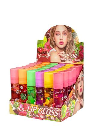 Набор блесков для губ фруктовых geraldy lip oil kisssing gloss, 36 штук