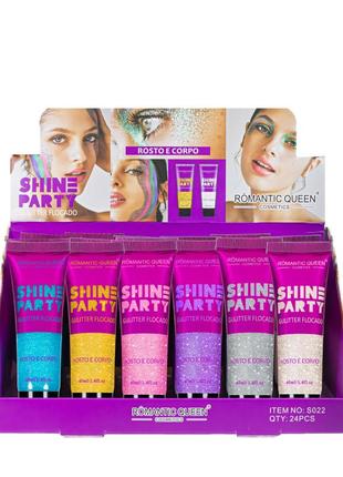 Набор глиттеров для макияжа romantic queen shine party (6 шт)