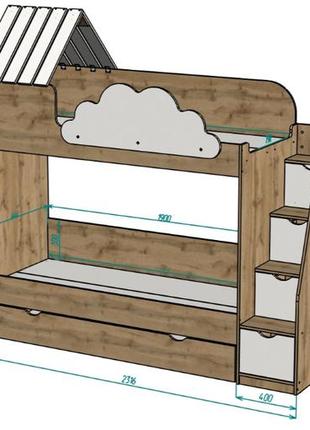 Детская двухъярусная кровать чердак для троих детей инст 74