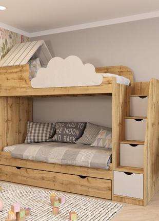 Детская двухъярусная кровать чердак для троих детей инст 74