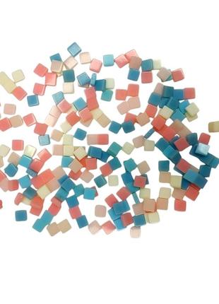 Кусочки мозаики 0,5*0,5 см цвет розовый белый голубой ( 200 штук 12 грамм) из акриловой смолы. форма квадрат.4 фото