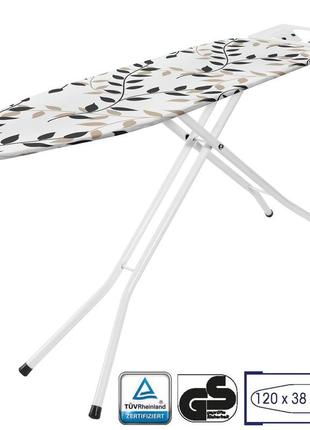 Гладильная доска casa si superstandard basic 120x38 white/black leaves, cs95150e166