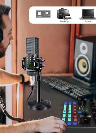 Аудиоинтерфейс комплект оборудования для подкастов, remall dj-микшер потоковое аудио для подкастов микрофон ст2 фото
