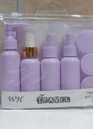 Дорожный набор из 7 емкостей для косметики wh travel bottles set, фиолетовый