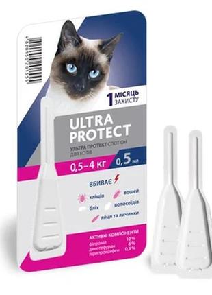Краплі на холку palladium ultra protect від паразитів для кішок вагою до 4 кг, 1 піпетка