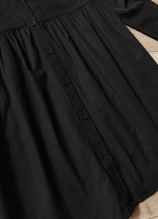 Сукня-сорочка з бавовни/ котонова сукня/ плаття/ з довгими рукавами/ чорна / вільного крою9 фото