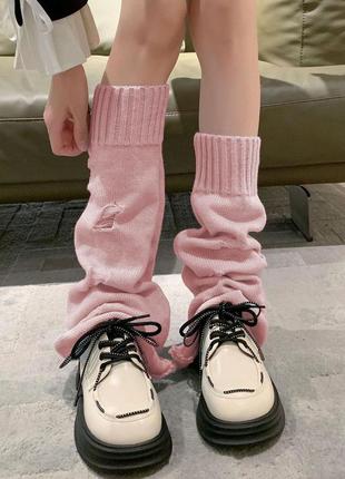 Гетри широкі з дірками пудра однотонні ніжно-рожеві 56230 xxs-xl