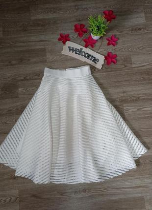 Невероятная белая пышная миди юбка в полоску new look4 фото