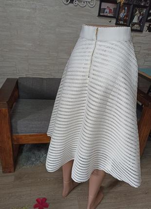 Невероятная белая пышная миди юбка в полоску new look6 фото