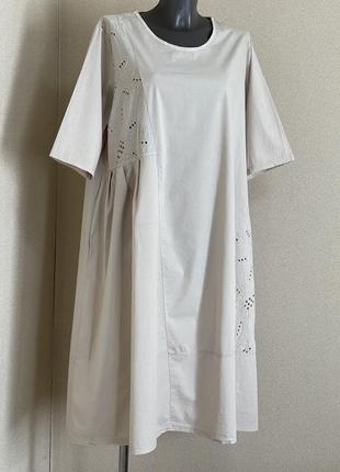 Стильное,уютное котоновое платье в стиле бохо,трапеция,с деталями из прошвы,италия