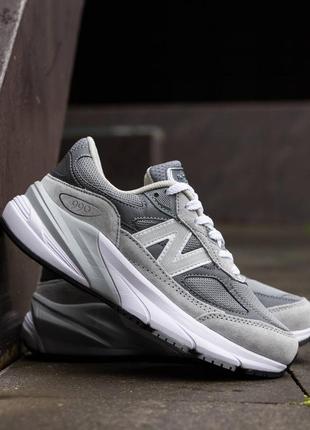 New balance 990v6 grey white кроссовки мужские и женские