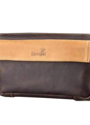 Чоловік клатч shvigel 11086 шкіряний коричневий