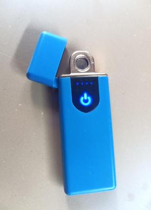 Електрозапальничка usb zgp abs сенсорна запальничка електрична спіральна колір синій1 фото