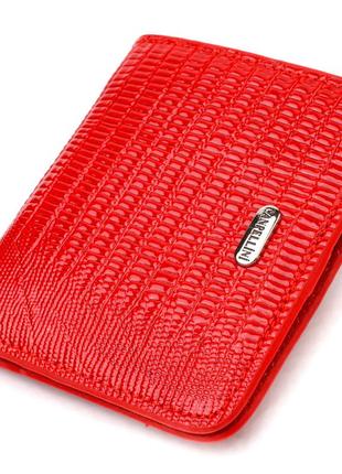 Лакований жіночий гаманець невеликого розміру з натуральної шкіри canpellini 21800 червоний