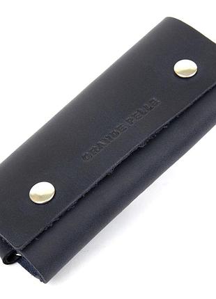 Ключниця тубус шкіряна на кнопках grande pelle 11343 синя