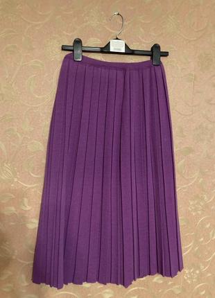 Женская вязаная фиолетовая юбка плиссе1 фото