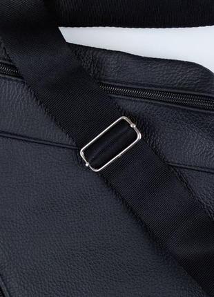 Мужская черная кожаная сумка слинг из натуральной кожи, сумка через плечо10 фото