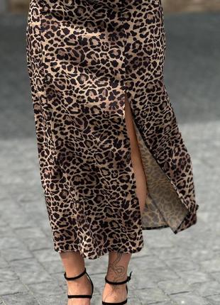 Леопардовая юбка миди7 фото