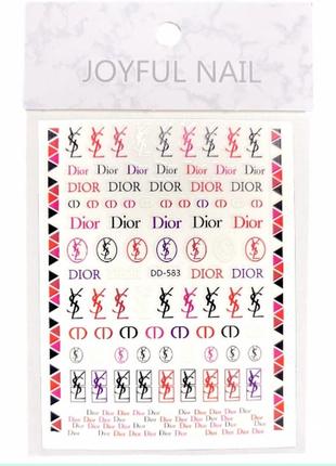 Наклейки для дизайну нігтів - 3d стікери joyful nail "бренди" на клейкій основі № 583