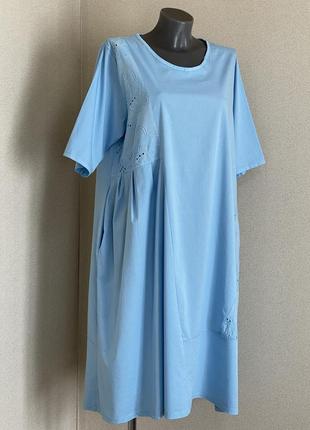 Стильное,уютное котоновое платье в стиле бохо,трапеция,с деталями из прошвы,италия6 фото