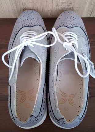 Новые туфли, деми Оксфорды женские, броги на платформе, серые, весна осень, р. 377 фото