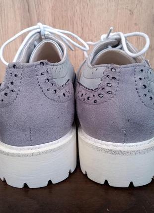 Новые туфли, деми Оксфорды женские, броги на платформе, серые, весна осень, р. 378 фото