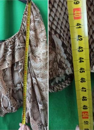 Укороченная блуза под шифон на резинке ,с объёмными рукавами, принт питон zara6 фото