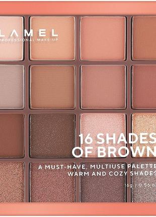 Палетка тіней для повік lamel make up eyeshadow 16 shades of brown