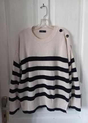 Розпродаж натуральний котоновий светр джемпер у смужку1 фото
