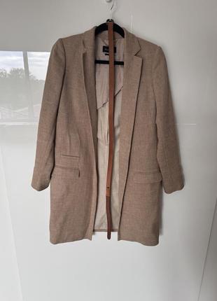 Пиджак длинный massimo dutti p.s лен, кожаный пояс