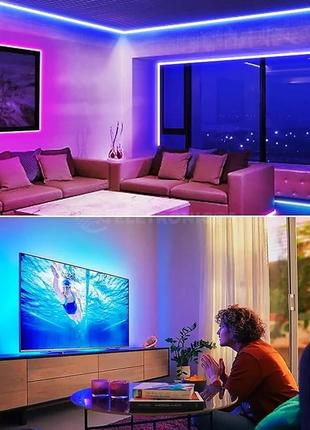 Світлодіодна led стрічка rgb 5 метрів smd 5050, з пультом7 фото
