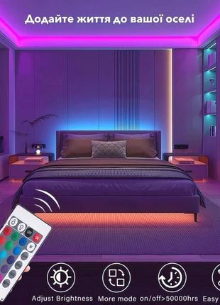 Світлодіодна led стрічка rgb 5 метрів smd 5050, з пультом6 фото