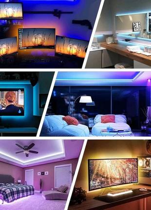 Світлодіодна led стрічка rgb 5 метрів smd 5050, з пультом9 фото
