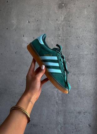Женские кроссовки в стиле adidas gazelle indoor collegiate green blue адидас газель зеленые с синим 36-39