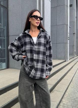 Жіноча тепла сорочка в клітинку кашемір 42-46