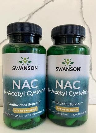 Swanson, n-acetyl cysteine, нак, ацетилцистеїн 600 mg, 100 шт