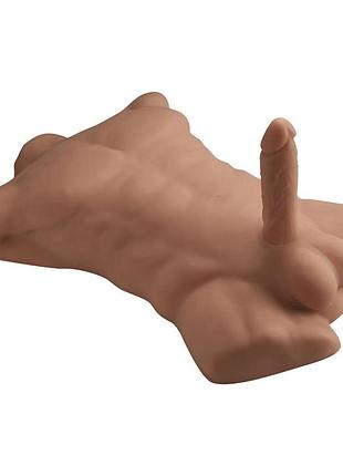 Торс с фаллоимитатором на присоске silexd apollo l male torso caramel